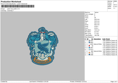 Patch Harry Potter V3 Embroidery File 4 size