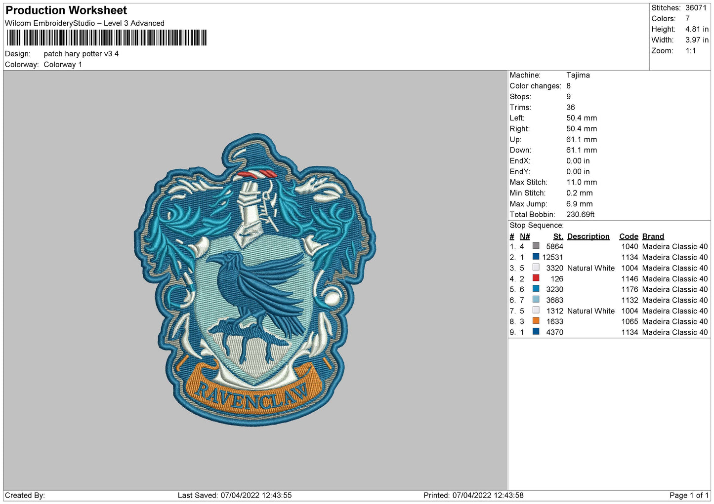 Patch Harry Potter V3 Embroidery File 4 size