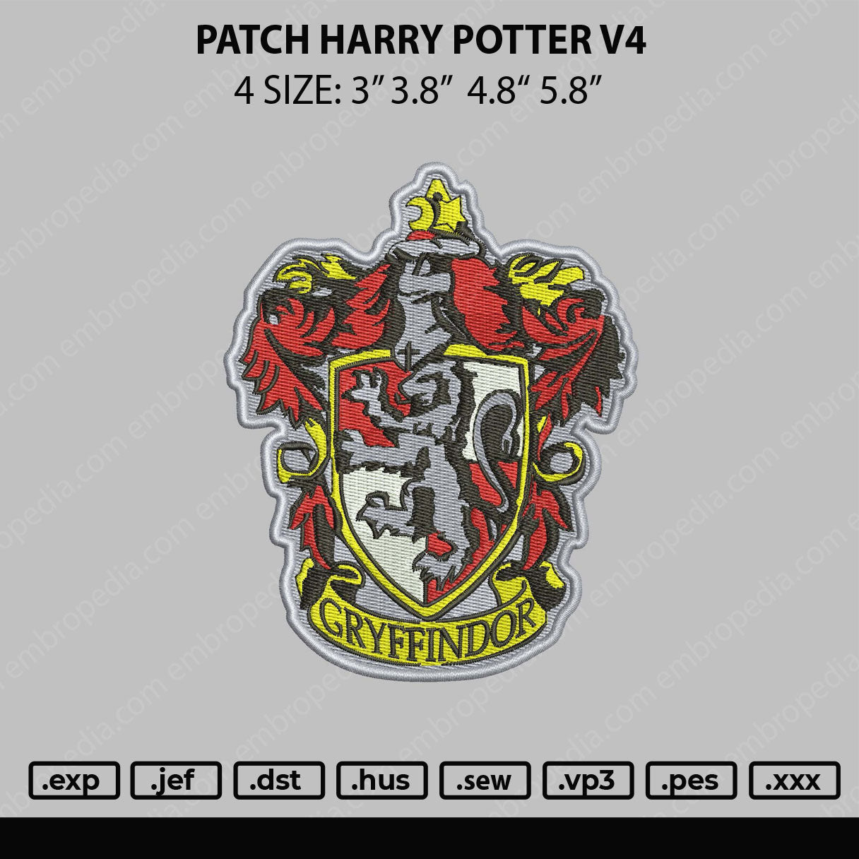 Patch Harry Potter V4 Embroidery File 4 size