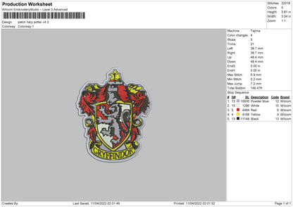 Patch Harry Potter V4 Embroidery File 4 size