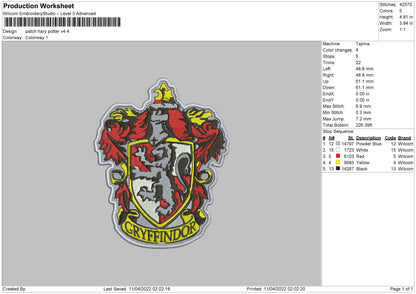 Patch Harry Potter V4 Embroidery File 4 size