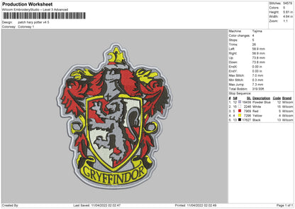 Patch Harry Potter V4 Embroidery File 4 size