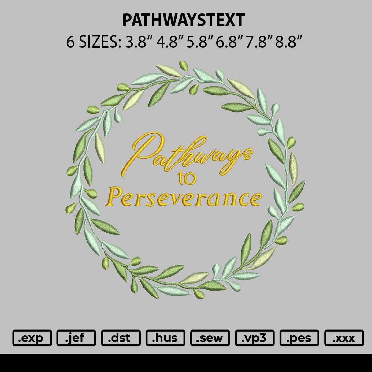 Pathwaystext Embroidery File 6 sizes