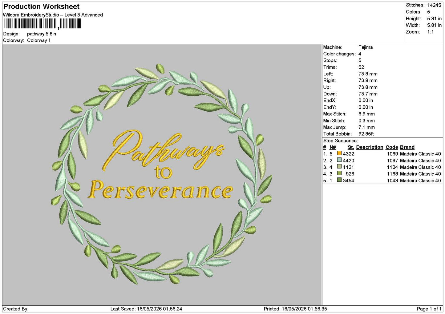 Pathwaystext Embroidery File 6 sizes
