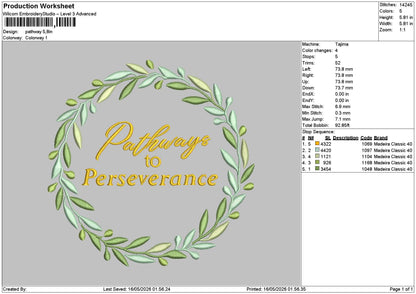 Pathwaystext Embroidery File 6 sizes