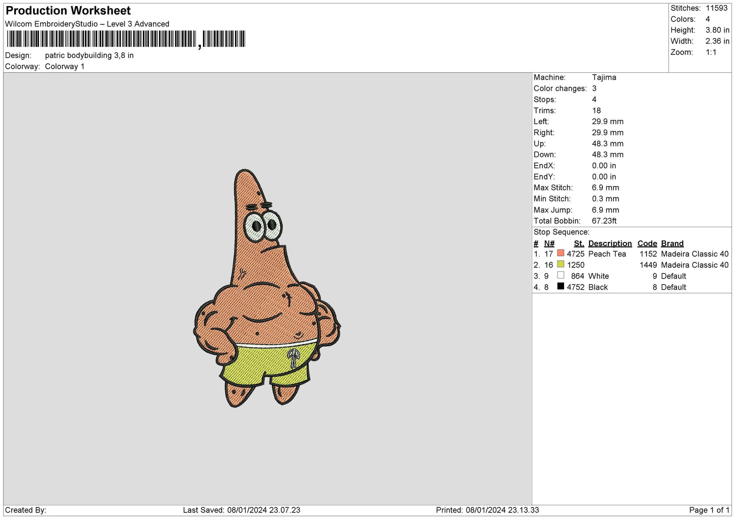 Patrickgym Embroidery File 6 sizes