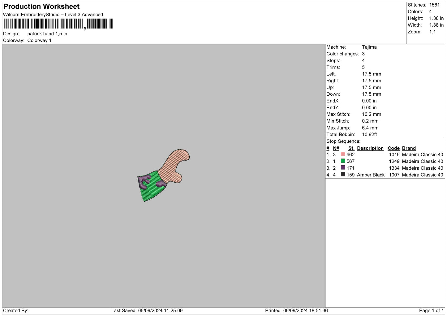 Patrick Hand 02 Embroidery File 6 sizes