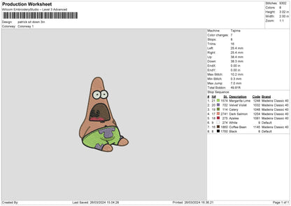 Patrick2603 Embroidery File 6 sizes