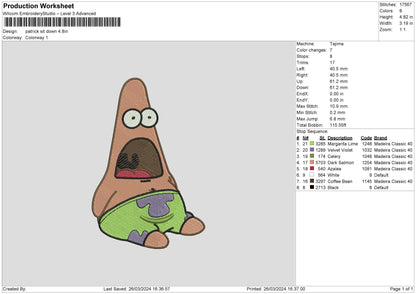 Patrick2603 Embroidery File 6 sizes