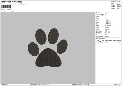 Paw Embroidery File 4 size