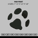 Paw Print Embroidery File 6 sizes