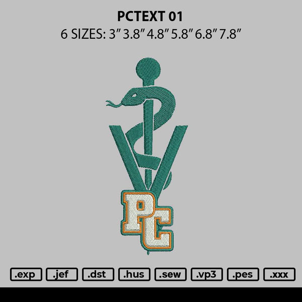Pctext 01 Embroidery File 6 sizes