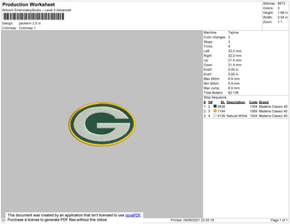 Packerin Embroidery File 6 size