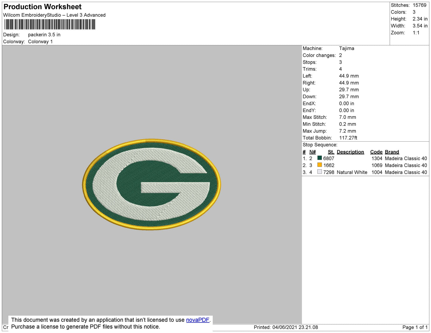 Packerin Embroidery File 6 size