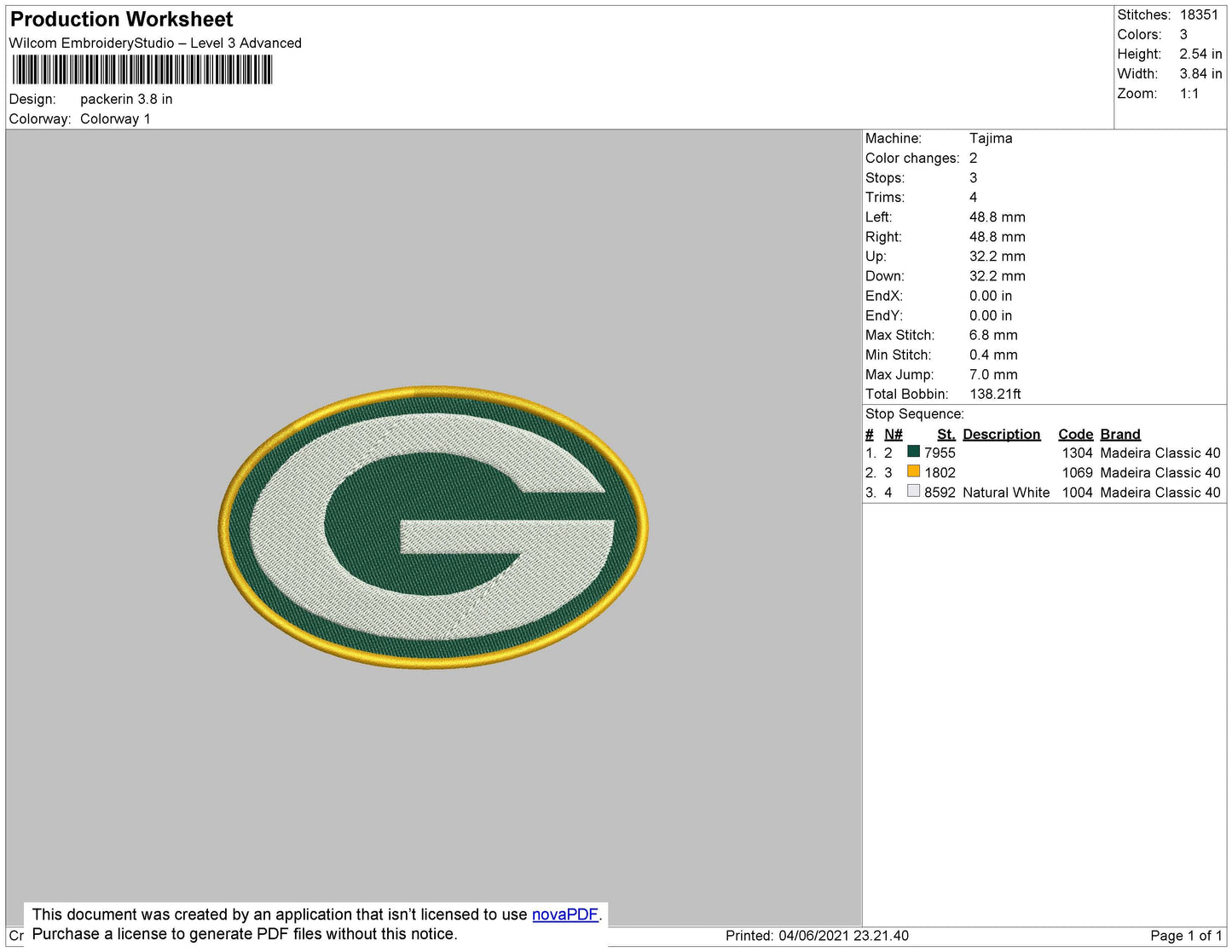 Packerin Embroidery File 6 size