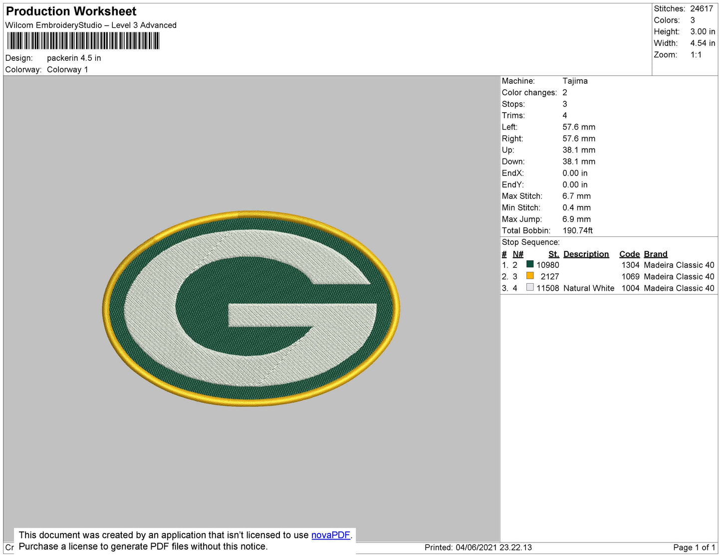 Packerin Embroidery File 6 size