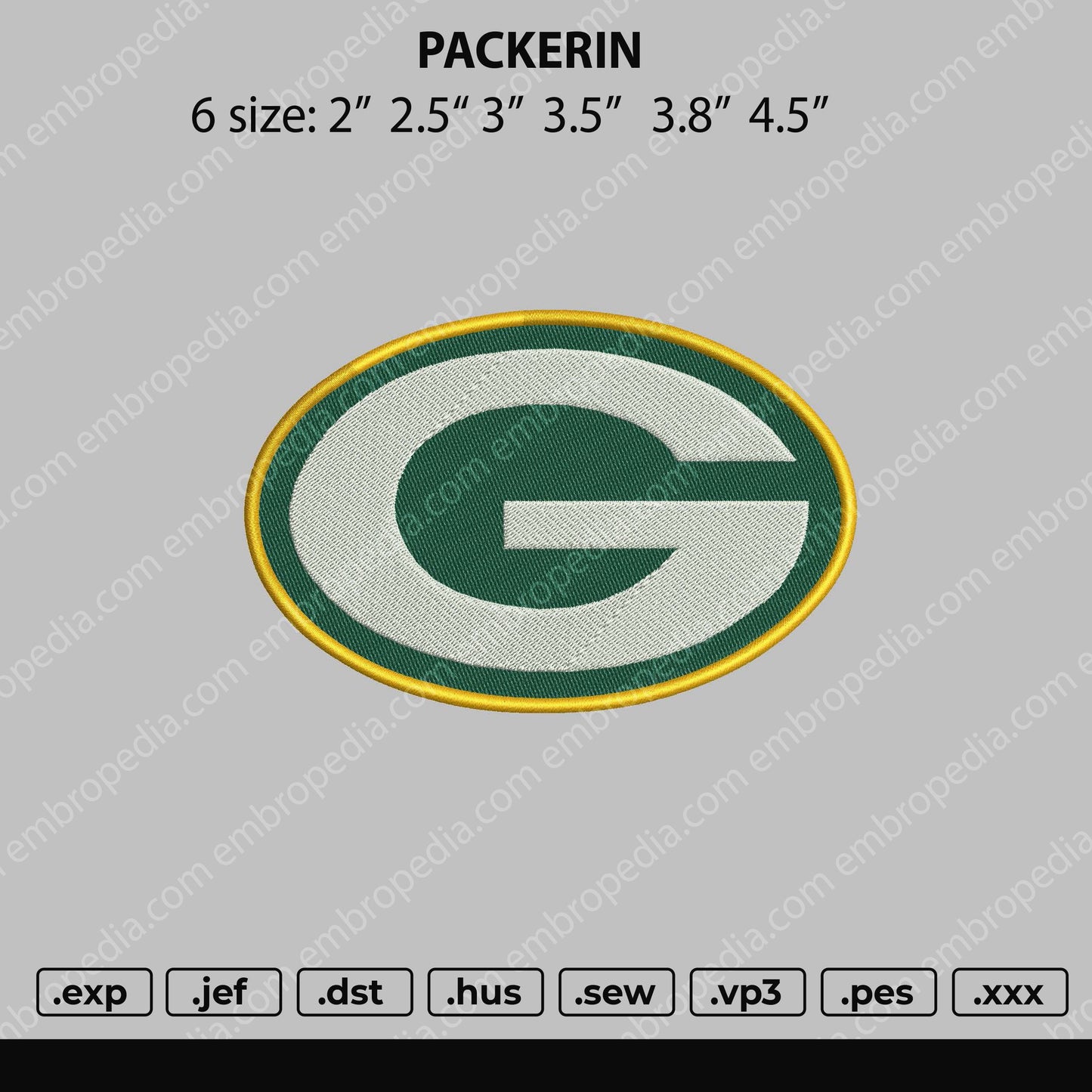 Packerin Embroidery File 6 size