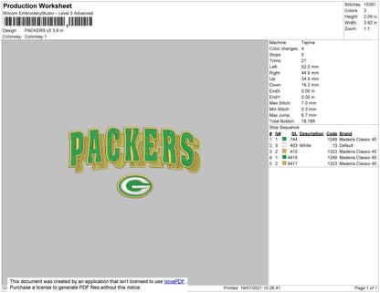 Packers V2 Embroidery File 4 size