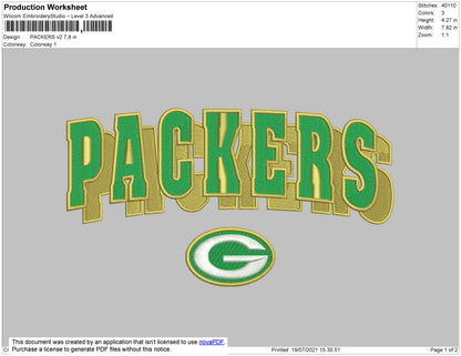 Packers V2 Embroidery File 4 size