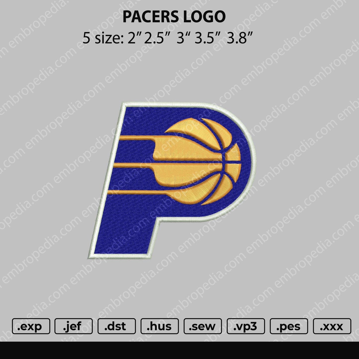 Pacers Logo Embroidery File 5 size