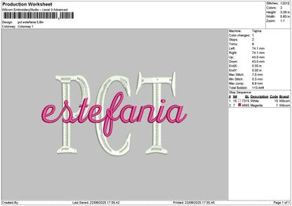 Estefaniatext Embroidery File 6 sizes