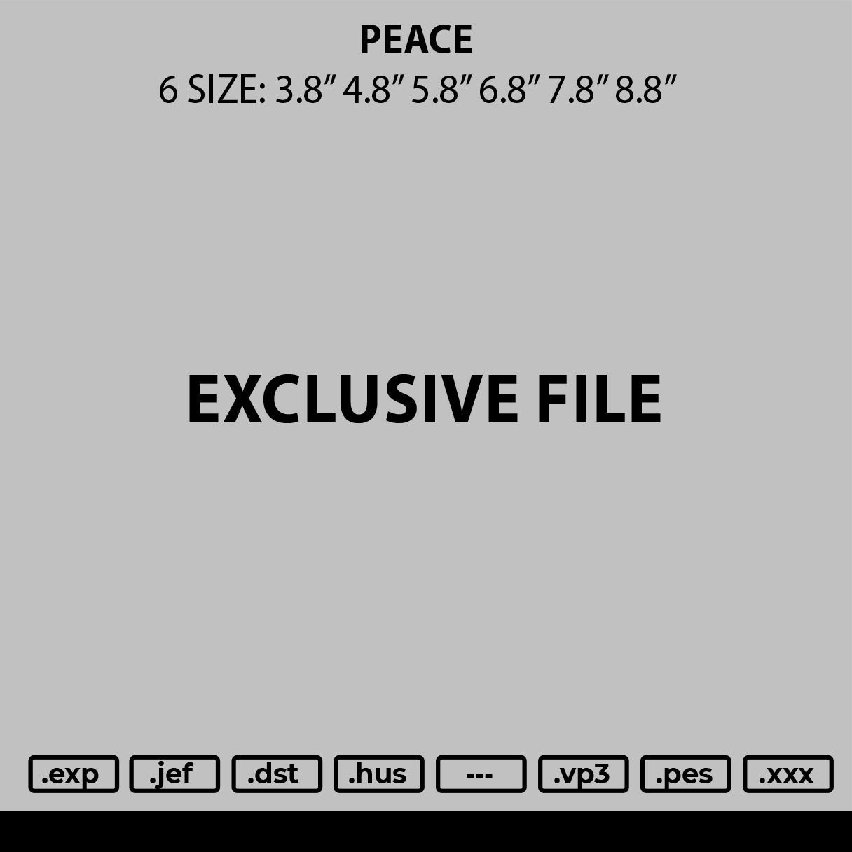 Peace Embroidery File 6 sizes