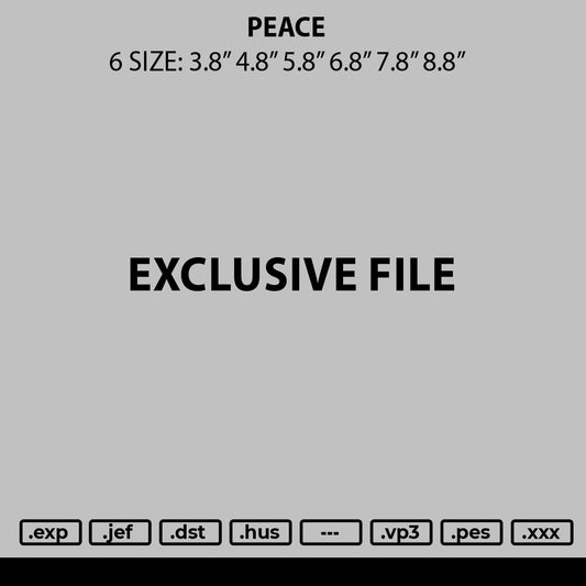 Peace Embroidery File 6 sizes