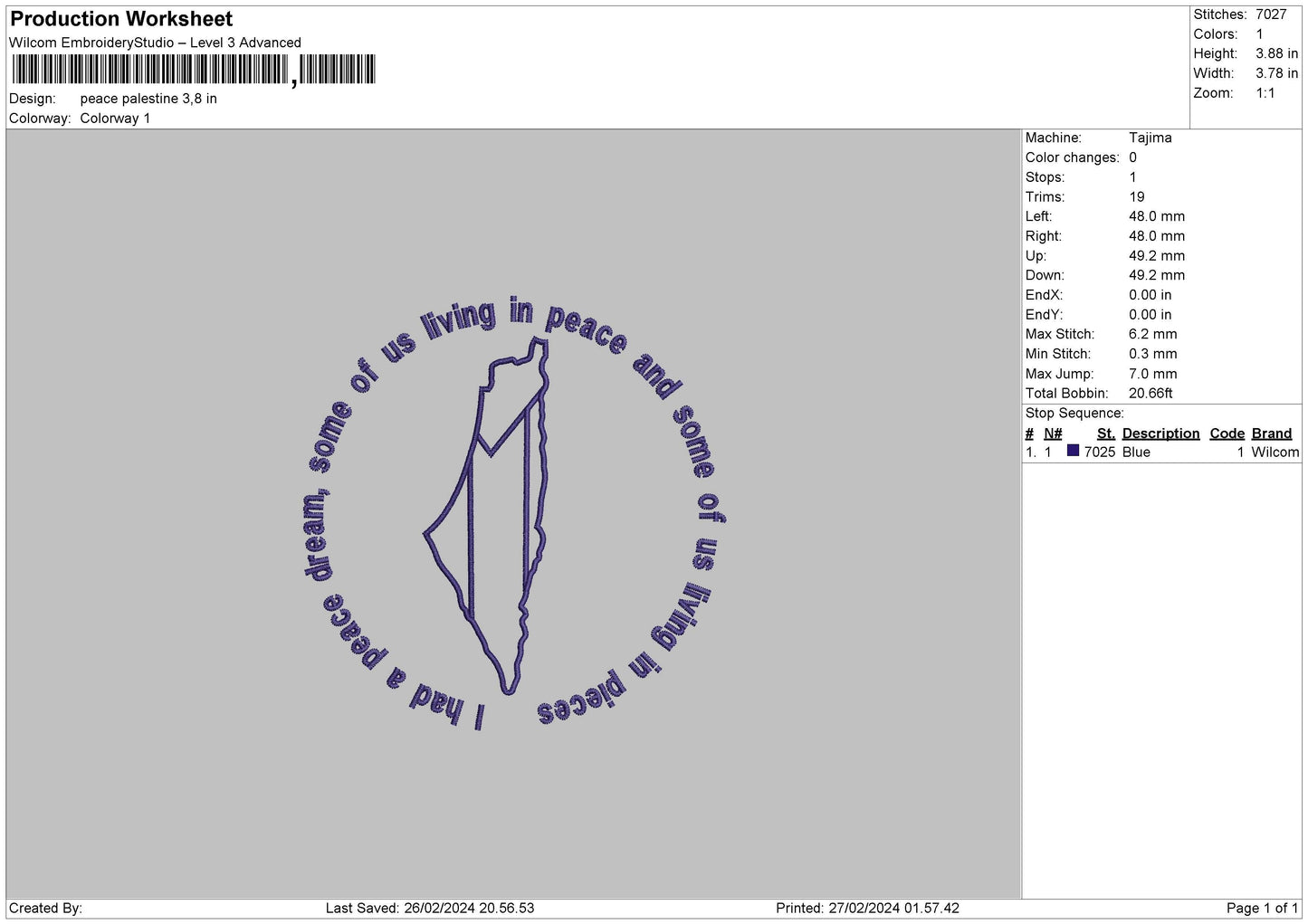 Maps Text Embroidery File 6 sizes