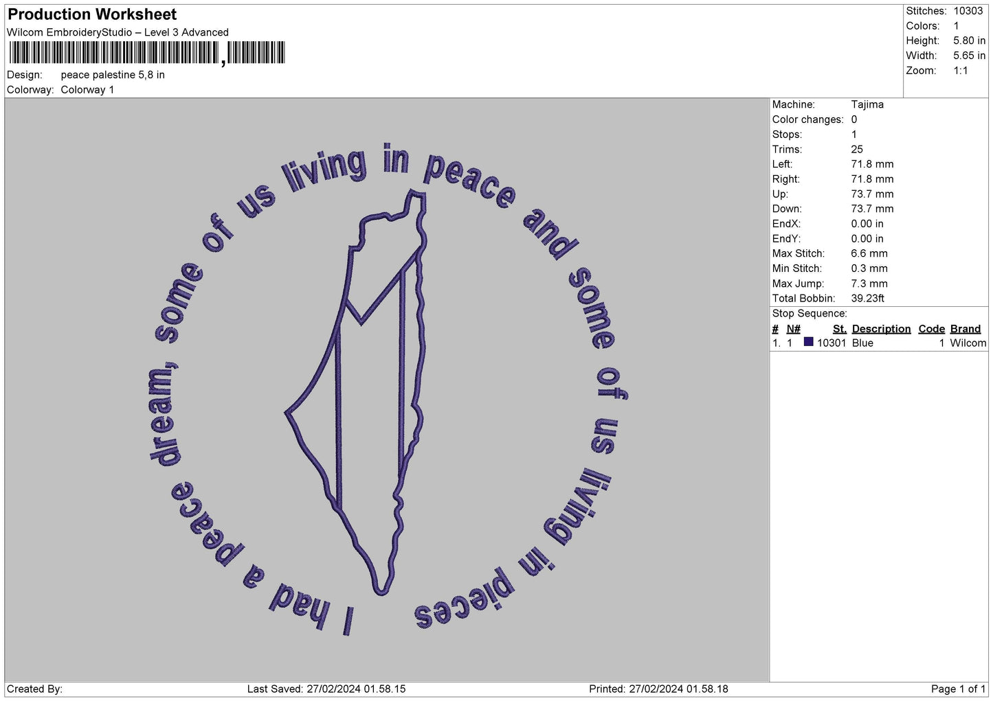 Maps Text Embroidery File 6 sizes