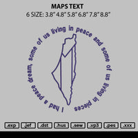 Maps Text Embroidery File 6 sizes