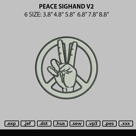 Peace Signhand Embroidery File 6 sizes