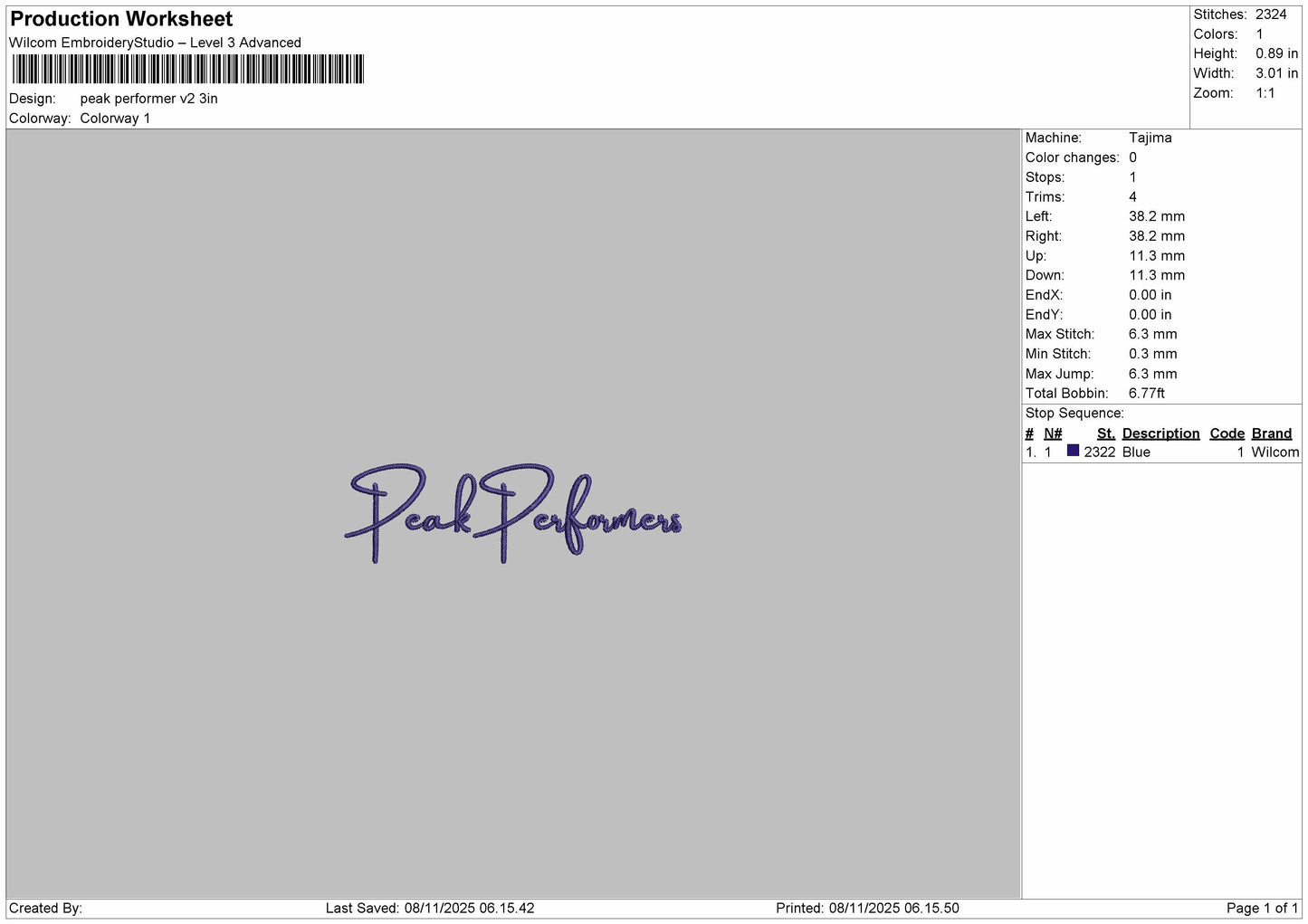 Peak Performers Embroidery File