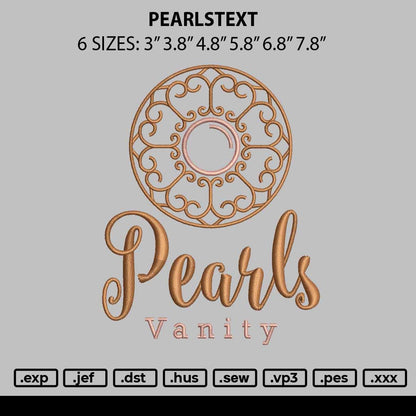 Pearlstext Embroidery File 6 sizes