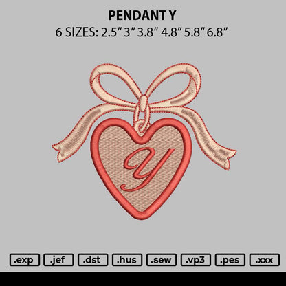 Pendant Y Embroidery Machine Design File 6 sizes