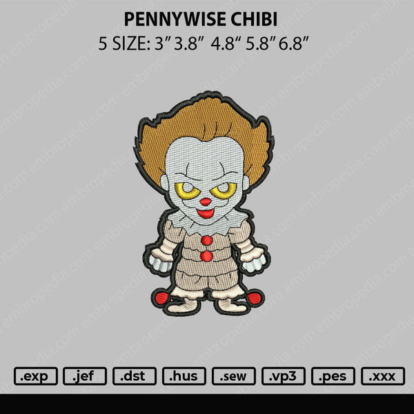 Pennywise Chibi Embroidery File 5 sizes