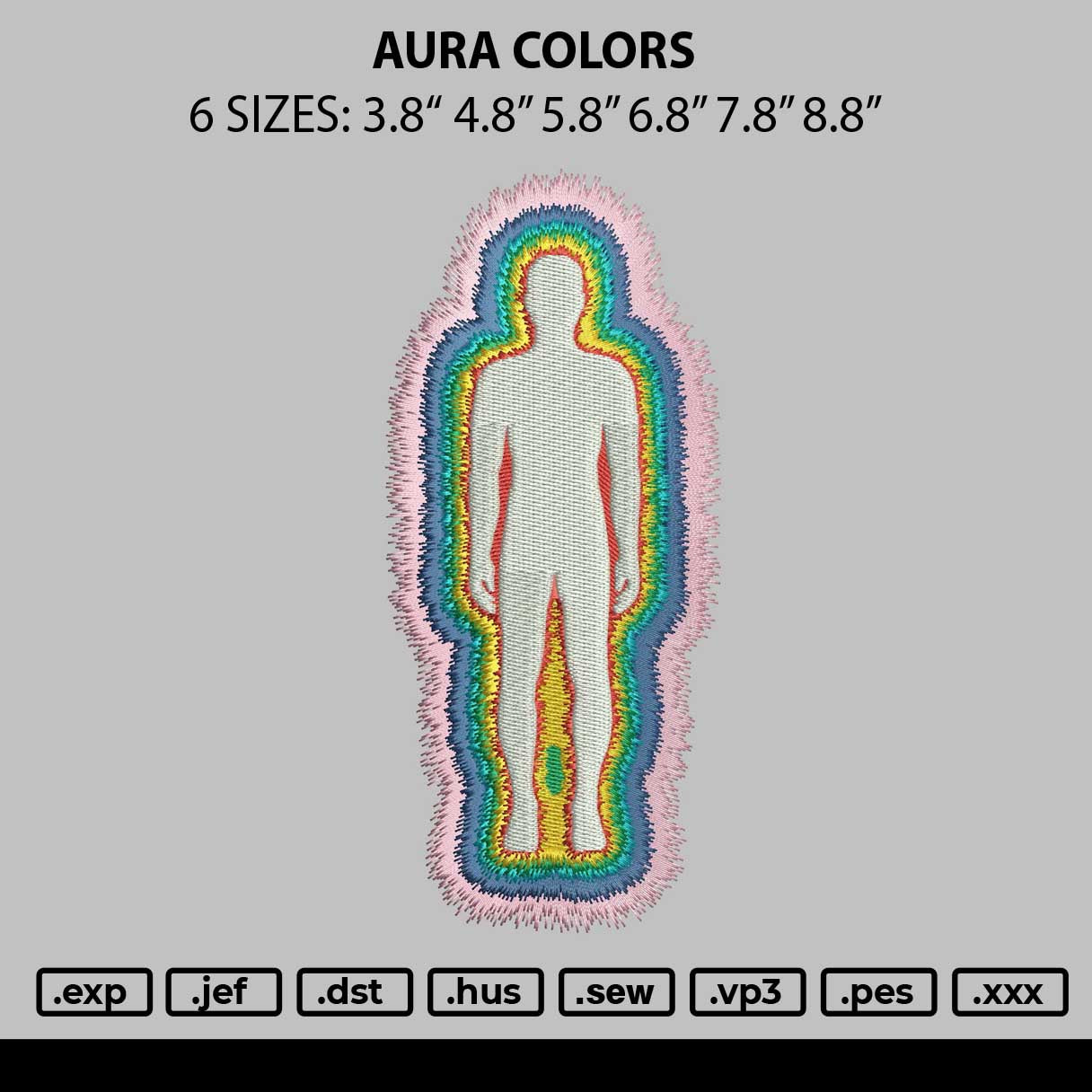 Aura Colors Embroidery File 6 sizes
