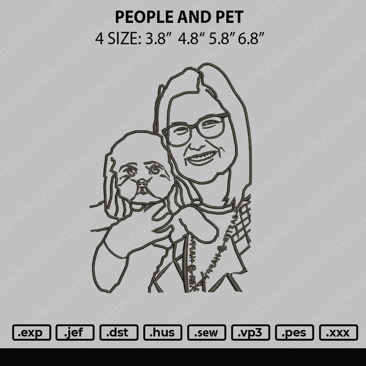 People And Pet Embroidery File 4 size
