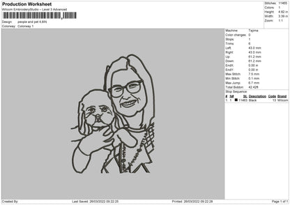 People And Pet Embroidery File 4 size