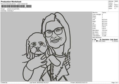 People And Pet Embroidery File 4 size