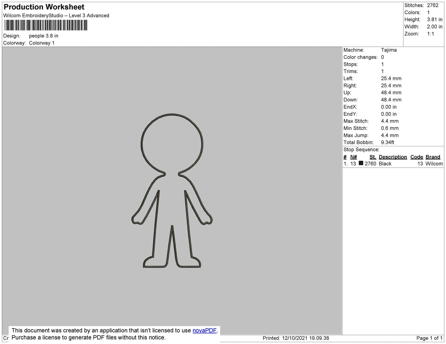 People Outline Embroidery File 4 size