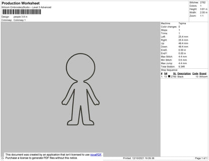 People Outline Embroidery File 4 size