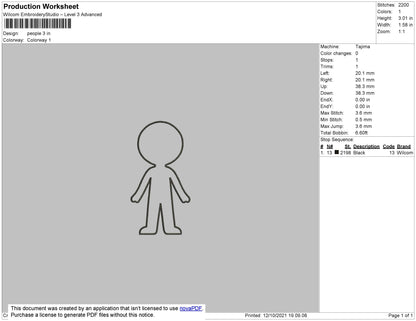 People Outline Embroidery File 4 size