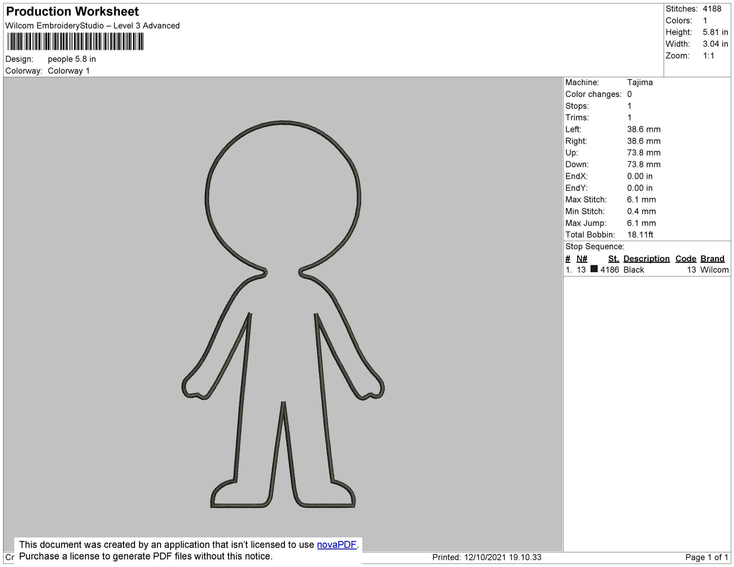 People Outline Embroidery File 4 size