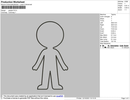 People Outline Embroidery File 4 size