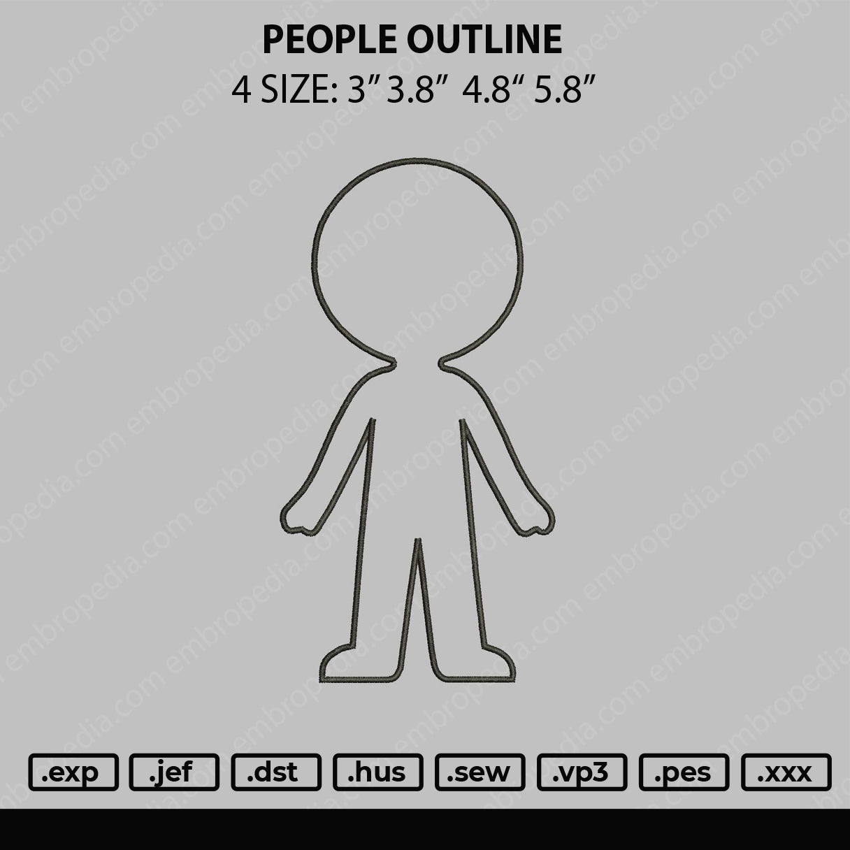 People Outline Embroidery File 4 size