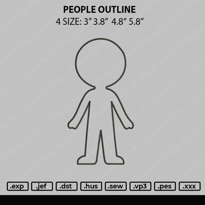 People Outline Embroidery File 4 size