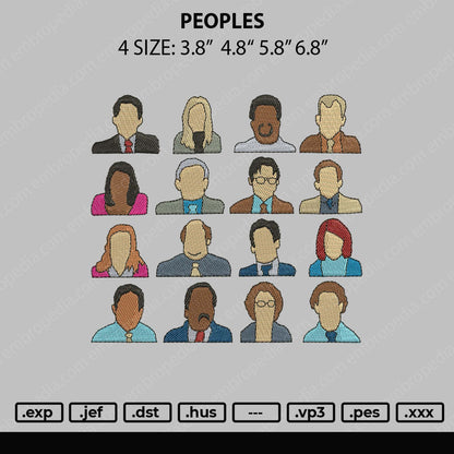 Peoples Embroidery File 4 sizes
