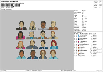 Peoples Embroidery File 4 sizes