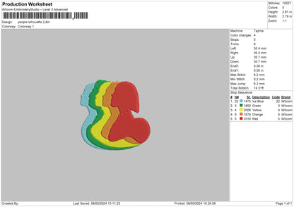 People Colors Embroidery File 6 sizes