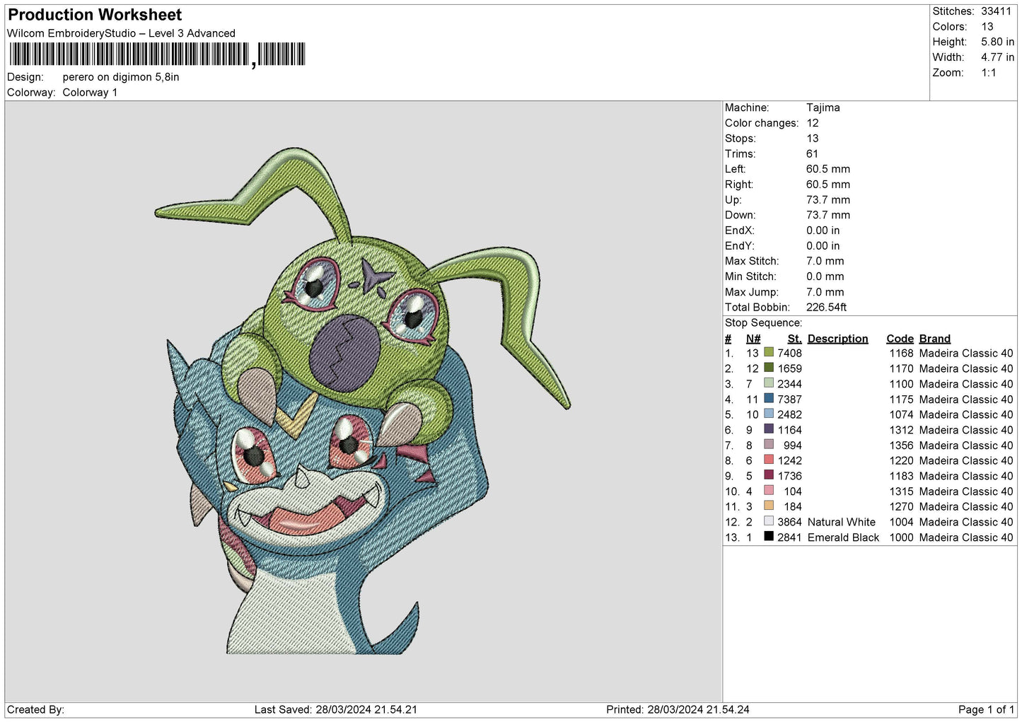 Poke 2803 Embroidery File 6 sizes